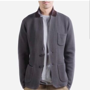 Everlane Sweater Blazer Mens Small Knit Italian Chore Blazer Wool Stretch Navy